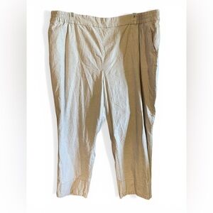 Lane Bryant 26 Tan Linen Blend Wide Leg Pull On Trousers Boho Crop Pants VGUC